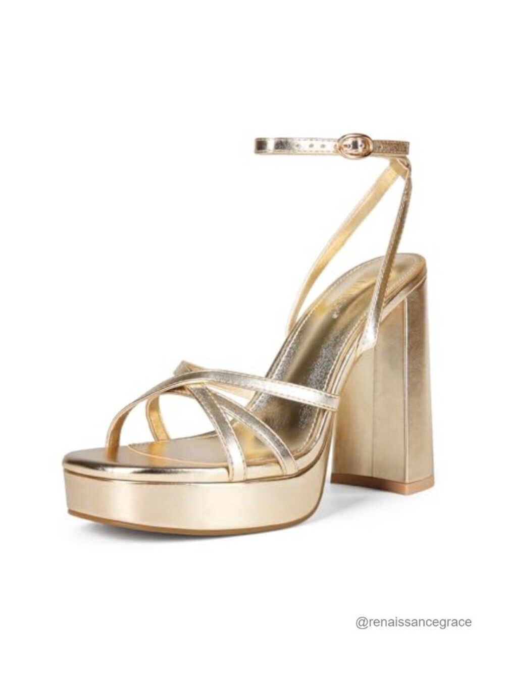 Women's Strappy Chunky Platform Heels Lace-Up Open Toe High Heels